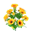 Букет подсолнуха с ромашками, 15 голов, 30 см, шелк