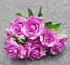 Букет роз с мелкоцветом, 12 голов, 42 см, атлас