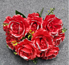 Букет роз с мелкоцветом, 12 голов, 42 см, атлас