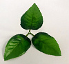 Лист тройной овальный на ножке, шелк, 17 см