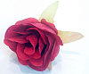 Голова розы на листе, шелк, 4 см
