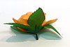 Голова розы на листе, шелк, 10 см