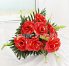 Букет роз с зеленью, 9 голов, 40 см, шелк