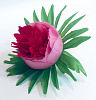Голова пиона на листе, атлас, 7,5 см