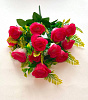 Букет роз с зеленью, 12 голов, 42 см, атлас